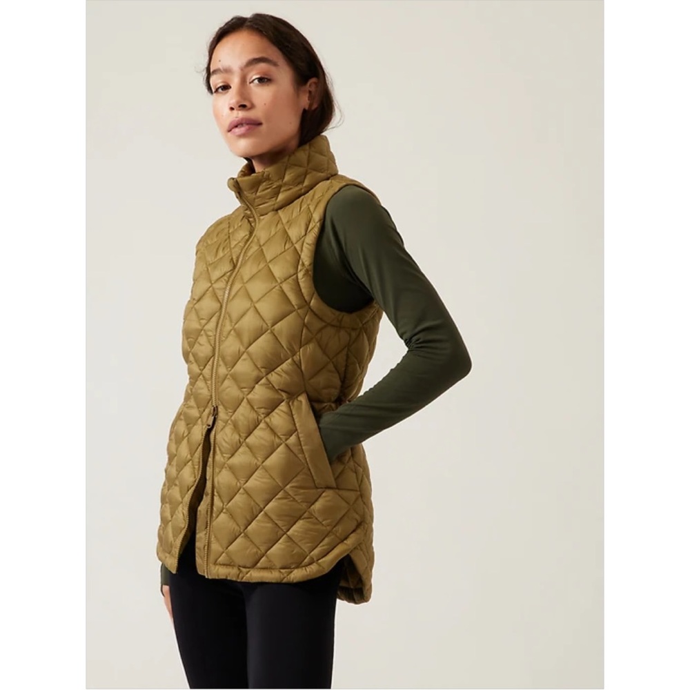 Athleta Quilted Olive Green Puffer Vest
